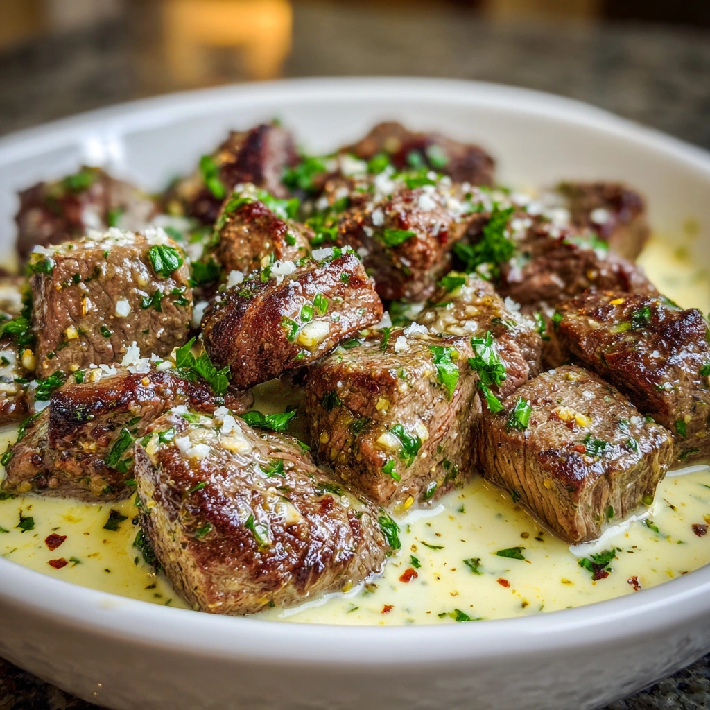 Garlic Butter Beef Bites with Parmesan Cream Sauce: A Must-Try!