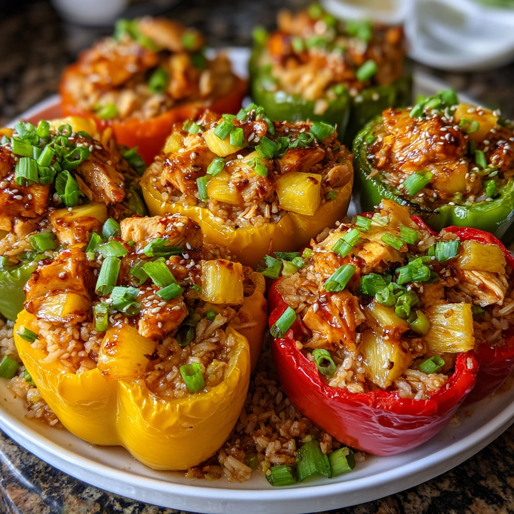 Teriyaki Pineapple Chicken and Rice Stuffed Peppers Delight!
