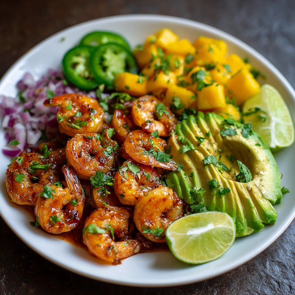 Shrimp and Avocado Bowls with Mango Salsa &amp; Lime-Chili Sauce for a Fresh Delight!