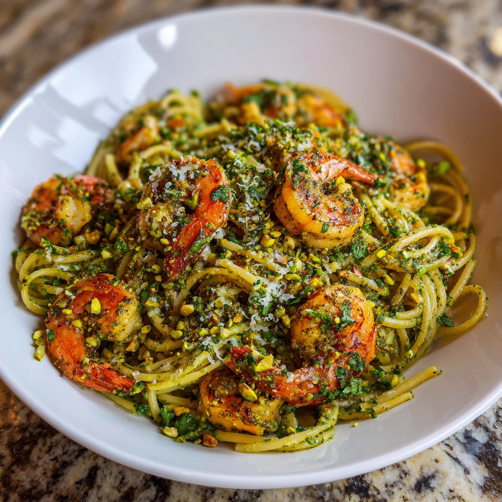 Shrimp Pasta with Cilantro-Pistachio Pesto: A Flavorful Delight!