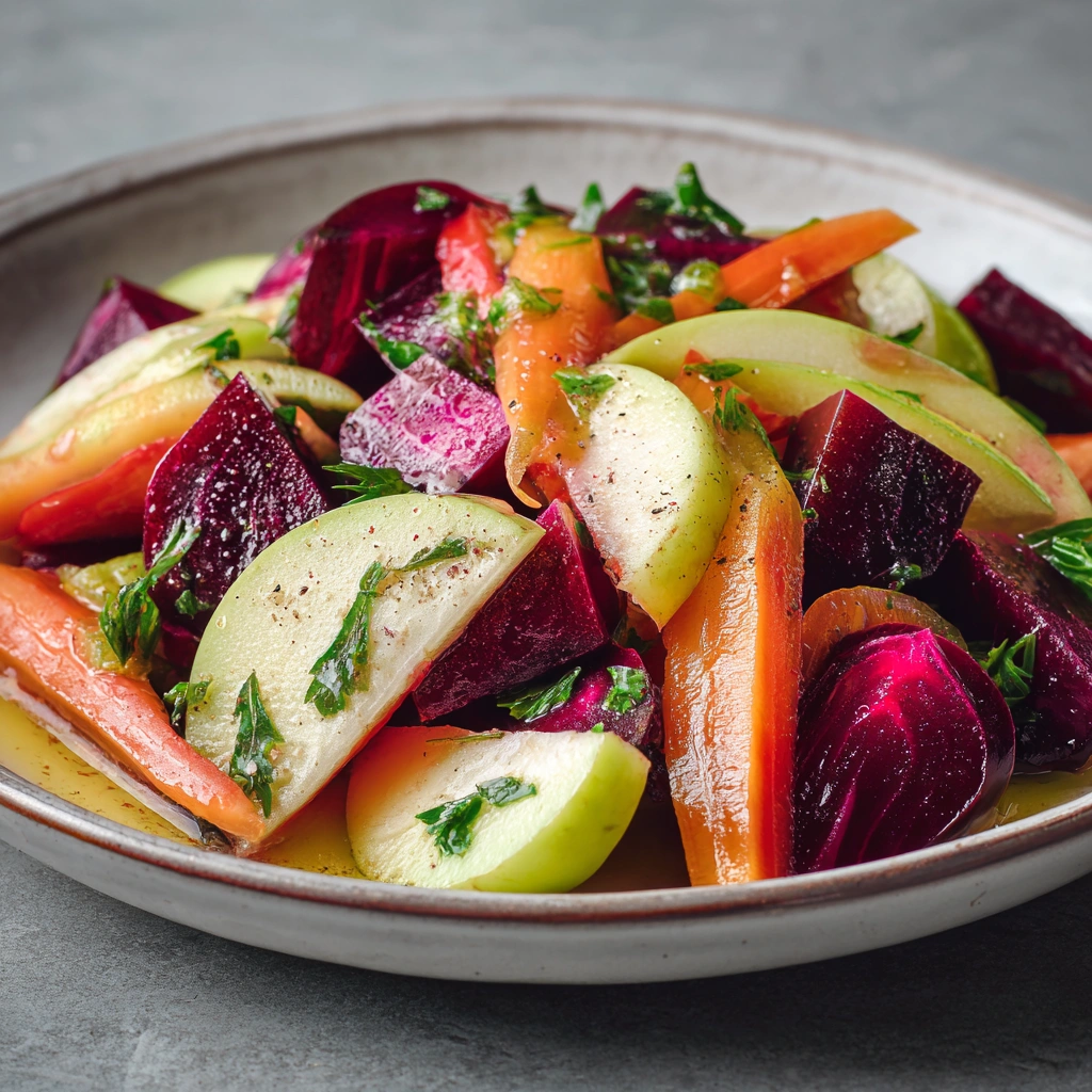 Amazing Raw Beet Salad with Apples and Carrots Delights!