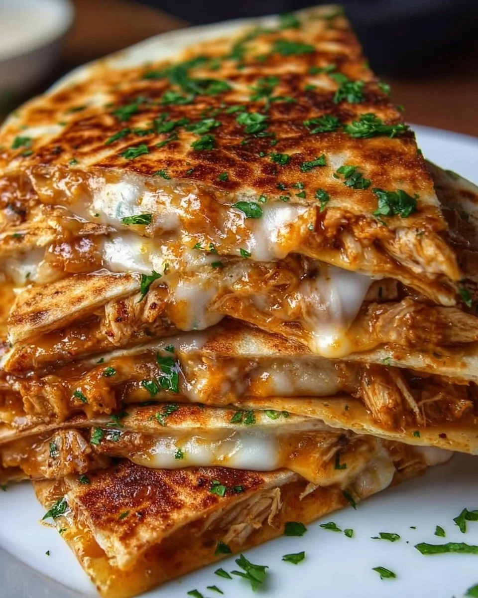 Cheesy Hot Honey Chicken Quesadillas