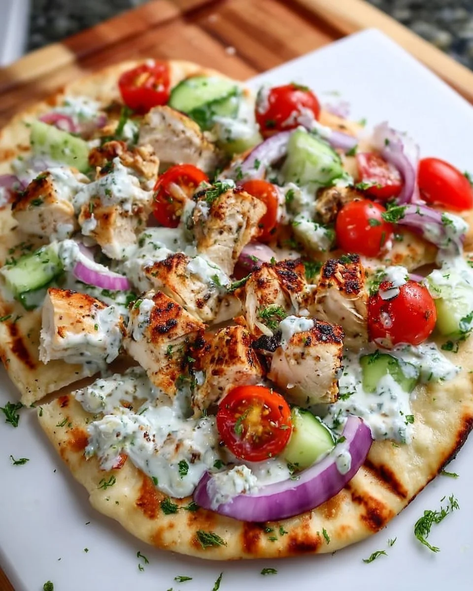 Greek Chicken Flatbread