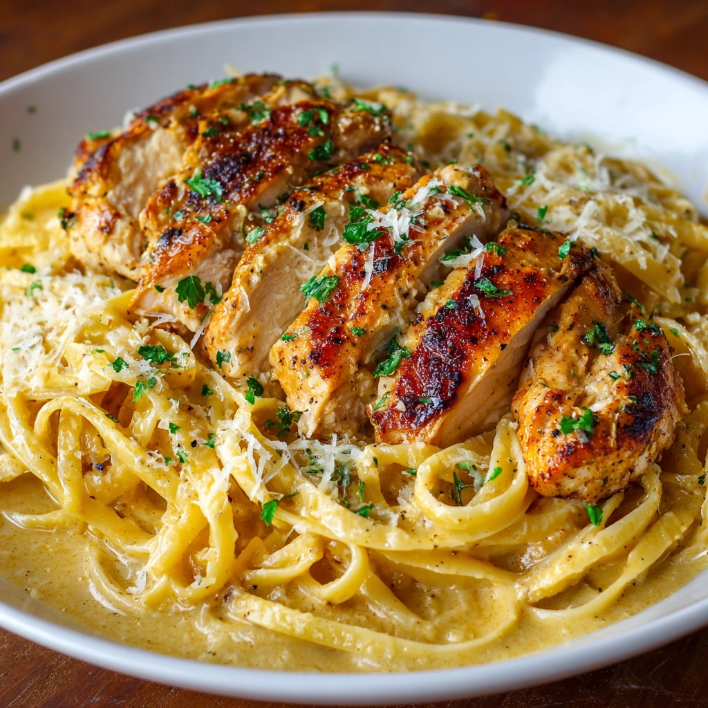 Garlic Butter Chicken with Creamy Linguine Pasta Awaits!