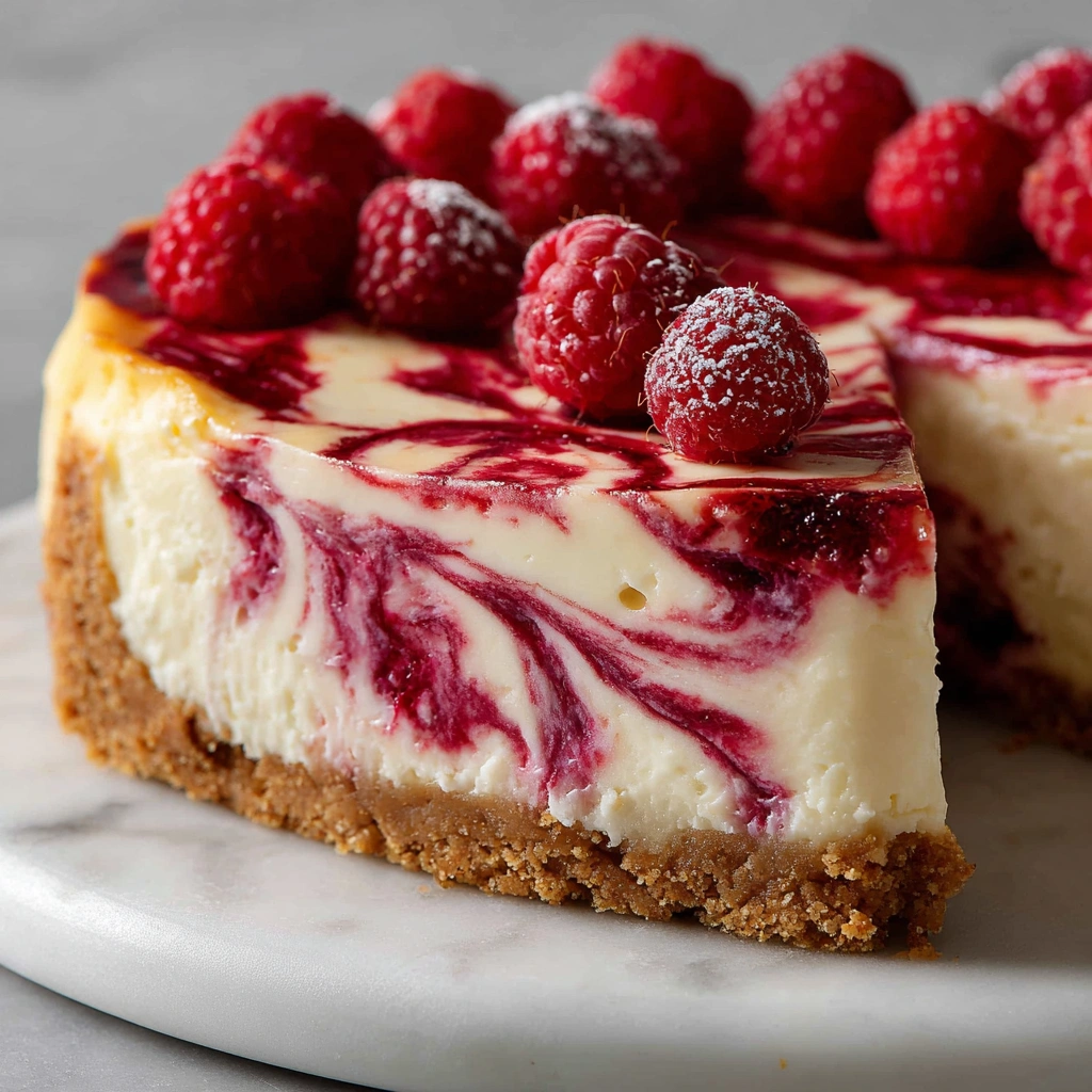 Luxurious Raspberry Swirl Cheesecake: Indulge in Delight!