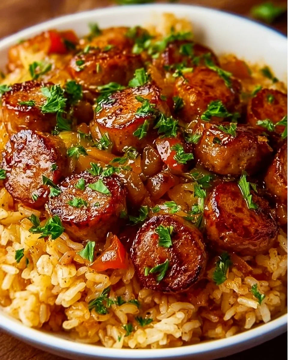 One-Skillet Cajun Honey Garlic Sausage &amp; Rice