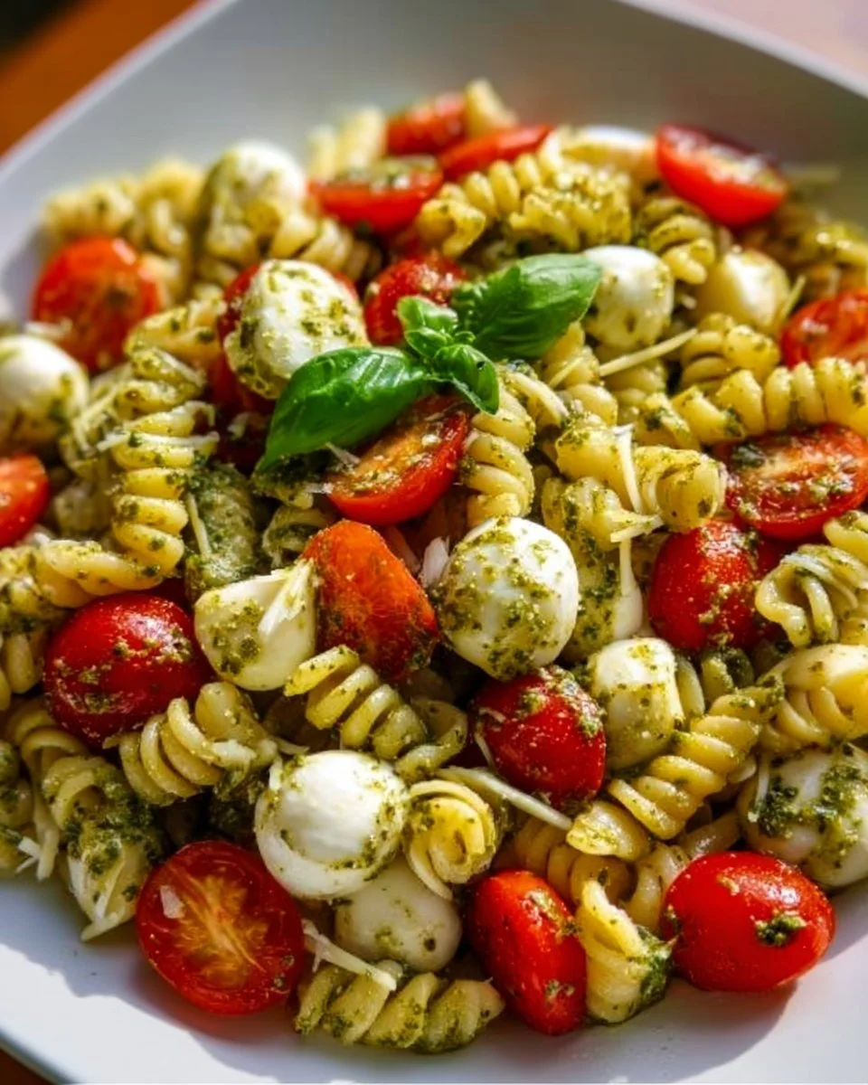 Pesto Caprese Pasta Salad