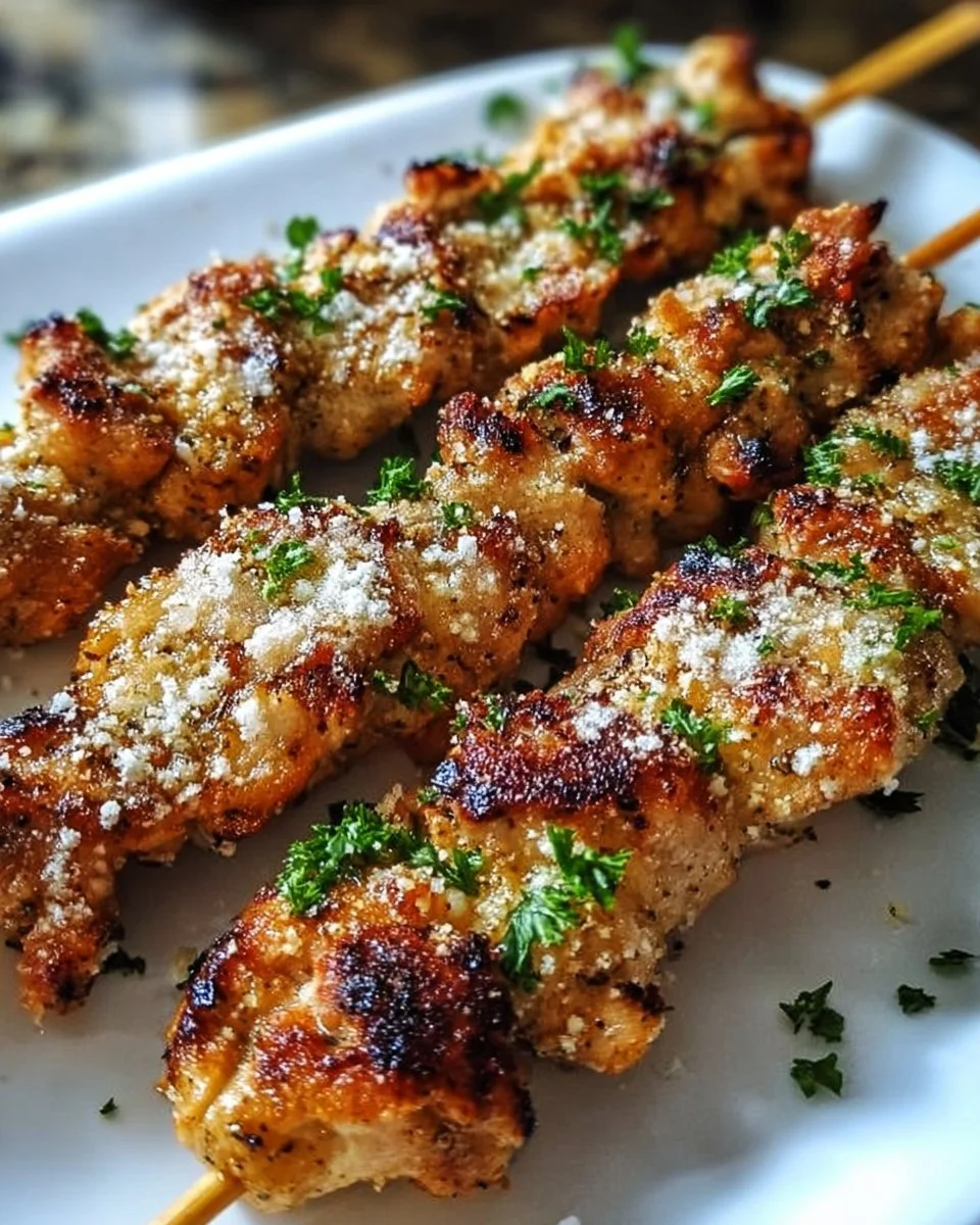 Ranch Garlic Parmesan Chicken Skewers