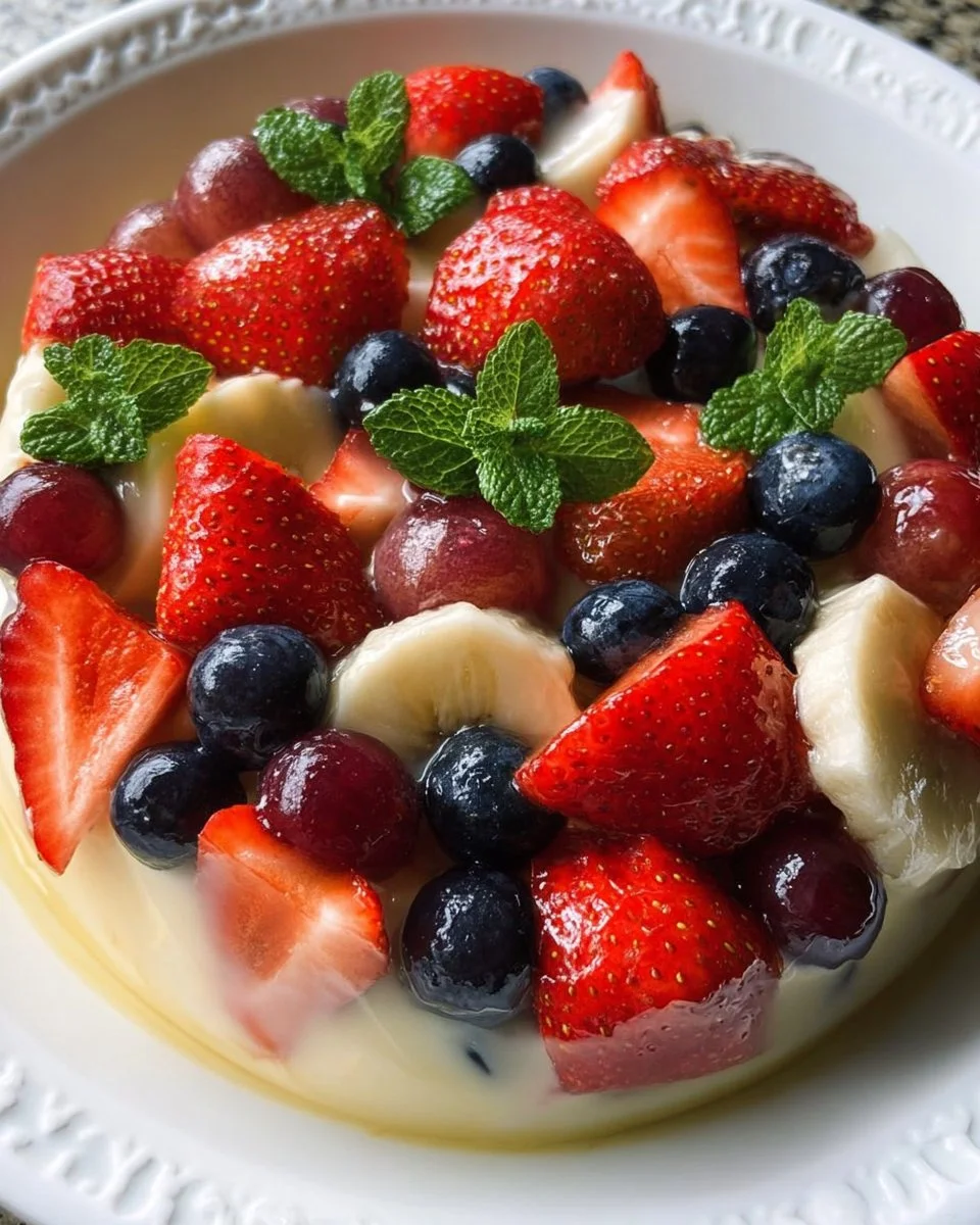 Fresh Fruit Salad with Vanilla Pudding
