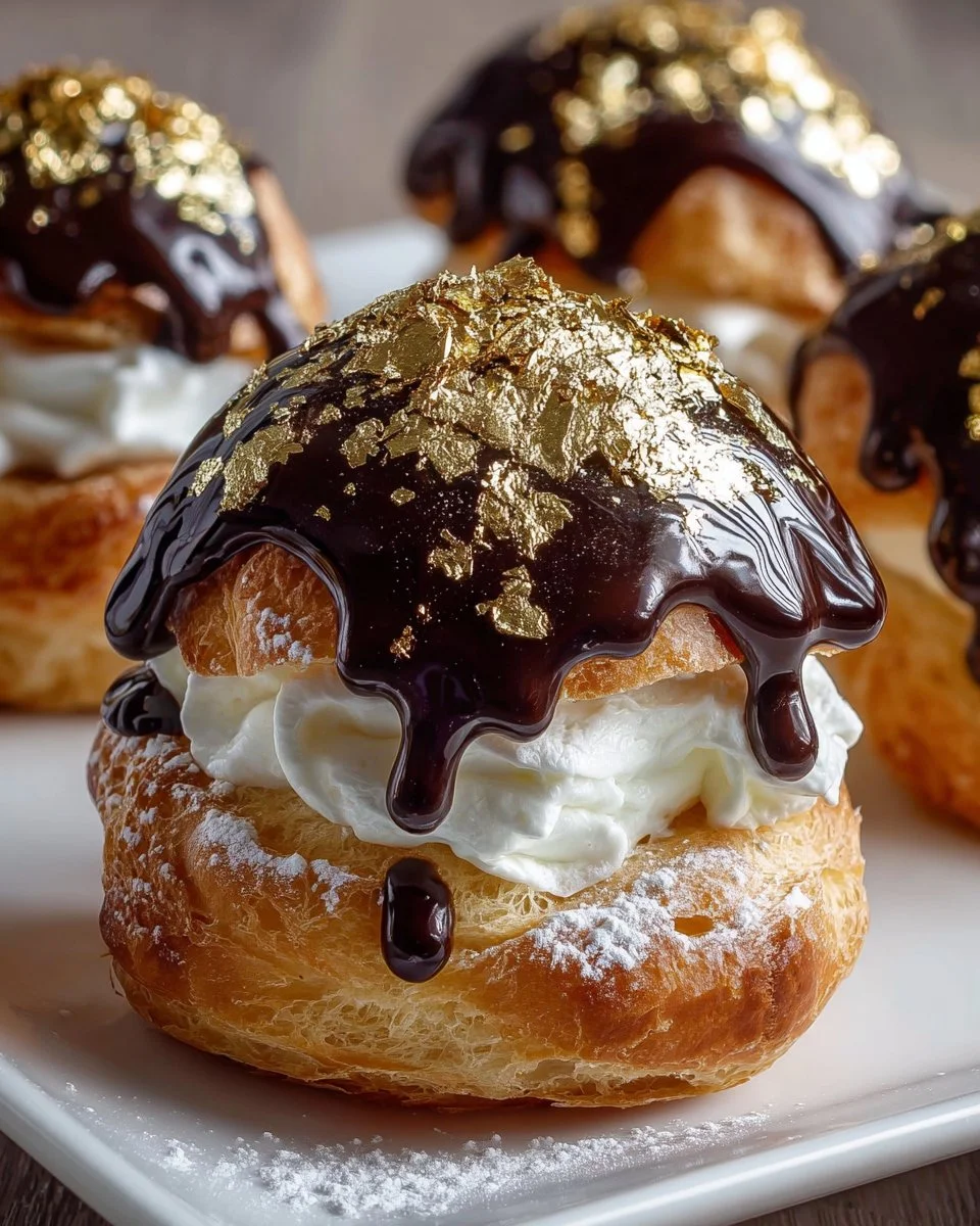 Gold Dusted Chocolate Profiteroles