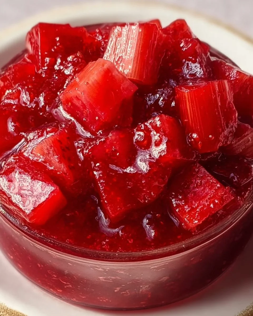 Rhubarb Sauce with Strawberry Jello