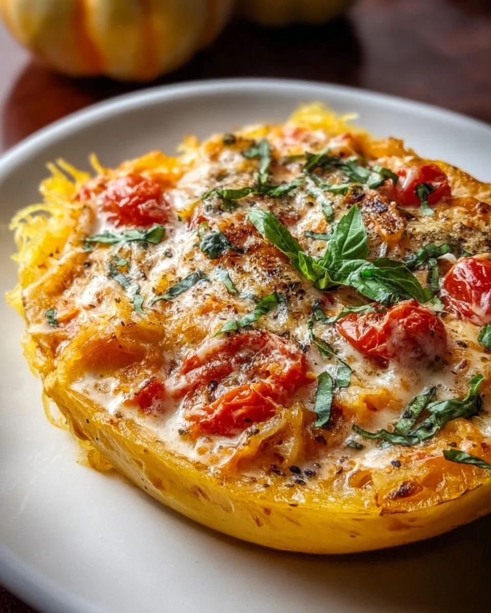 Roasted Spaghetti Squash with Tomato Cream Sauce