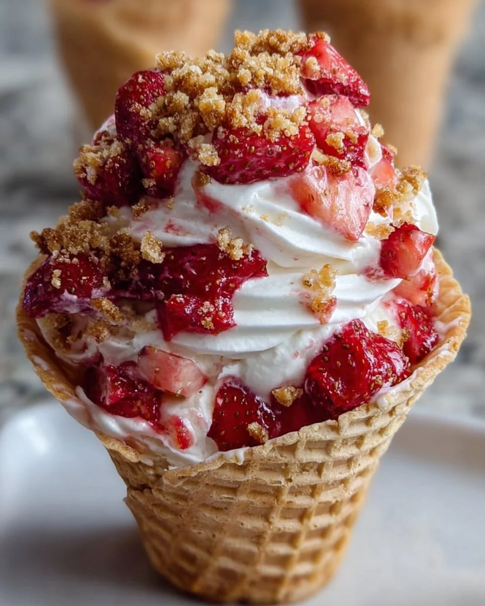 Strawberry Crunch Cheesecake Cone