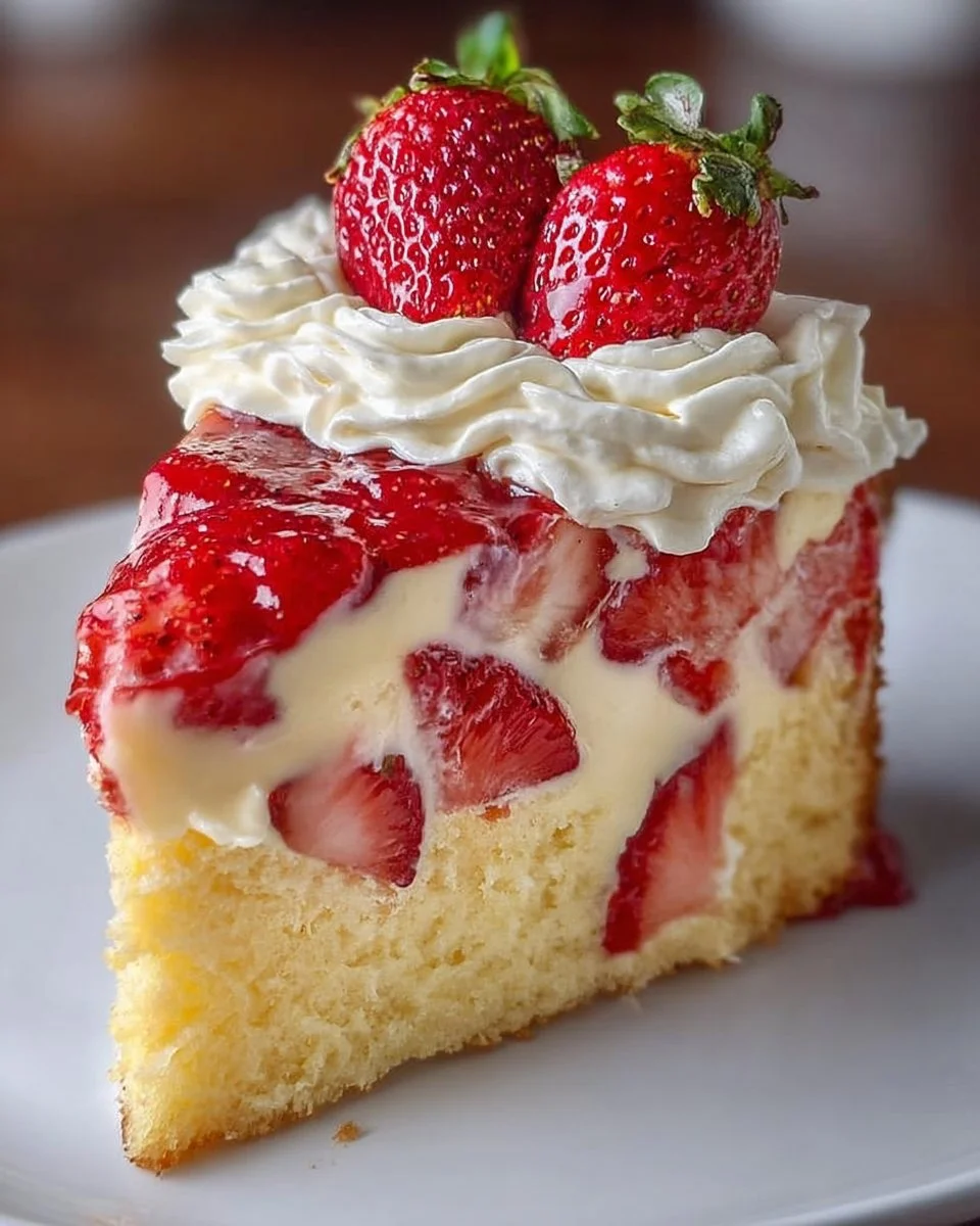 Strawberry Custard Delight Cake