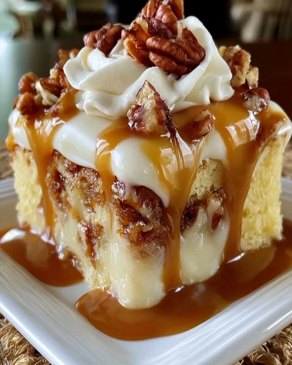 Butter Pecan Praline Poke Cake