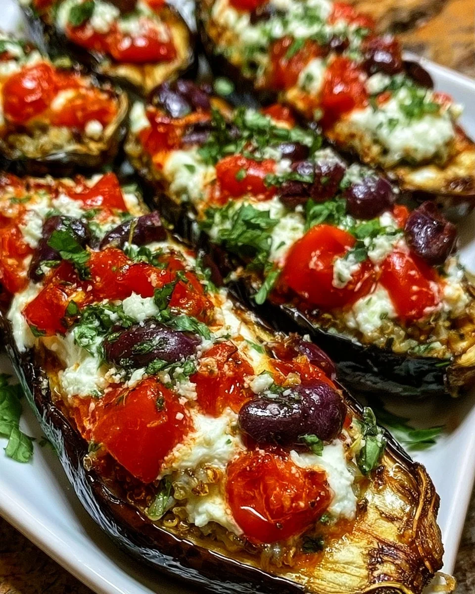 Mediterranean Ricotta Stuffed Eggplant Boats