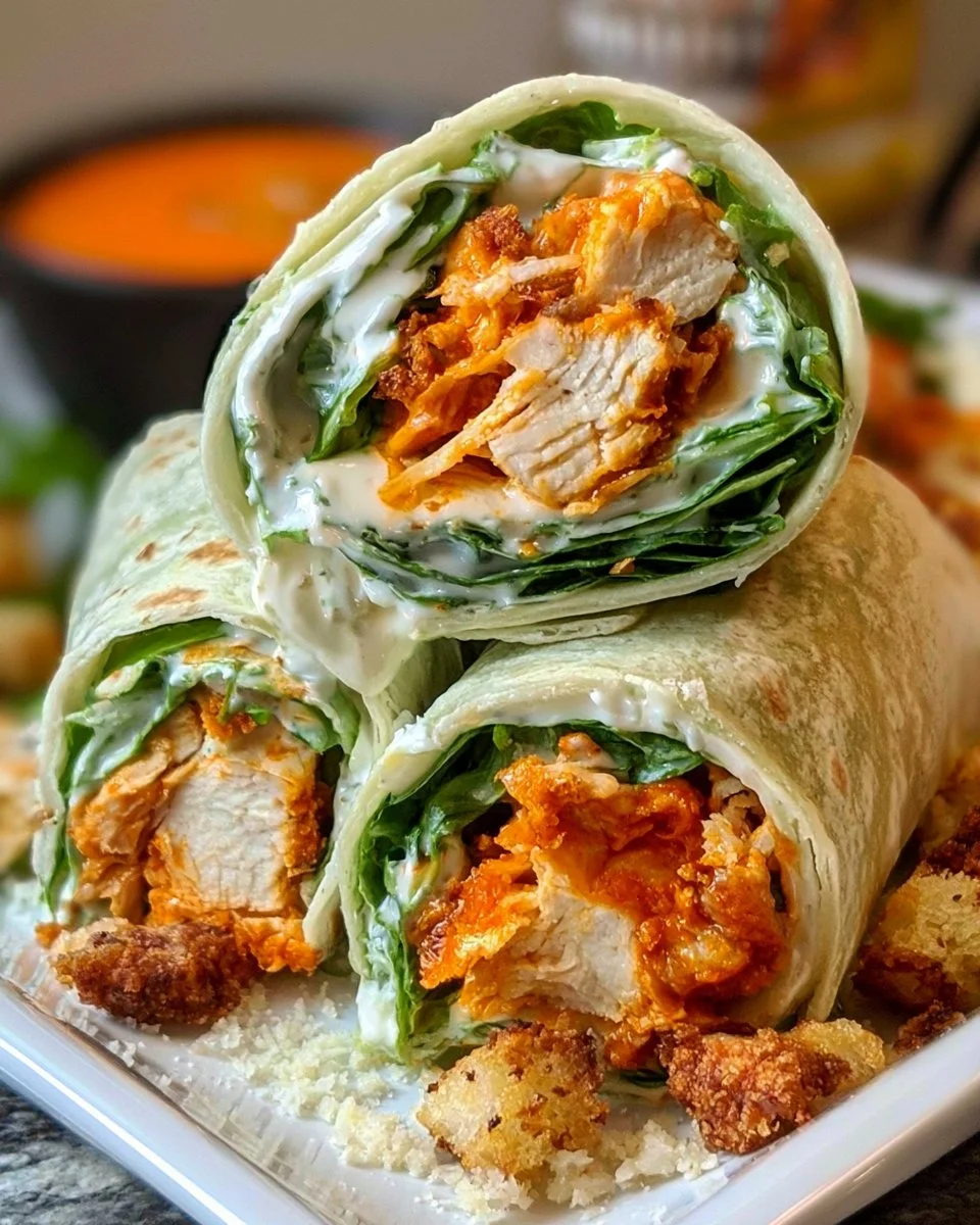 Buffalo Chicken Caesar Salad Wraps