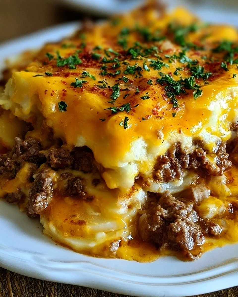 Cheesy Ground Beef and Potatoes Casserole