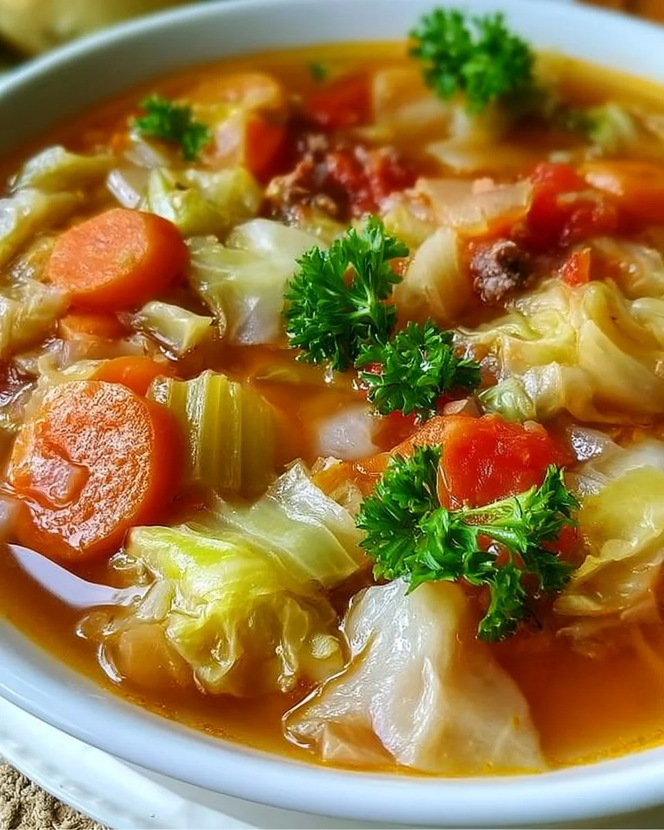 Healthy Crockpot Cabbage Soup with Ground Beef