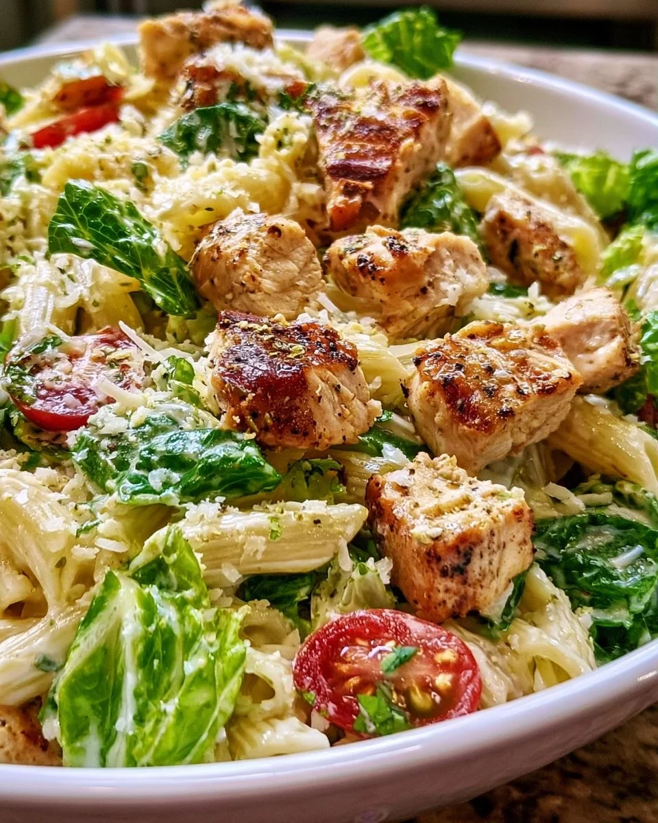 High-Protein Chicken Caesar Pasta Salad