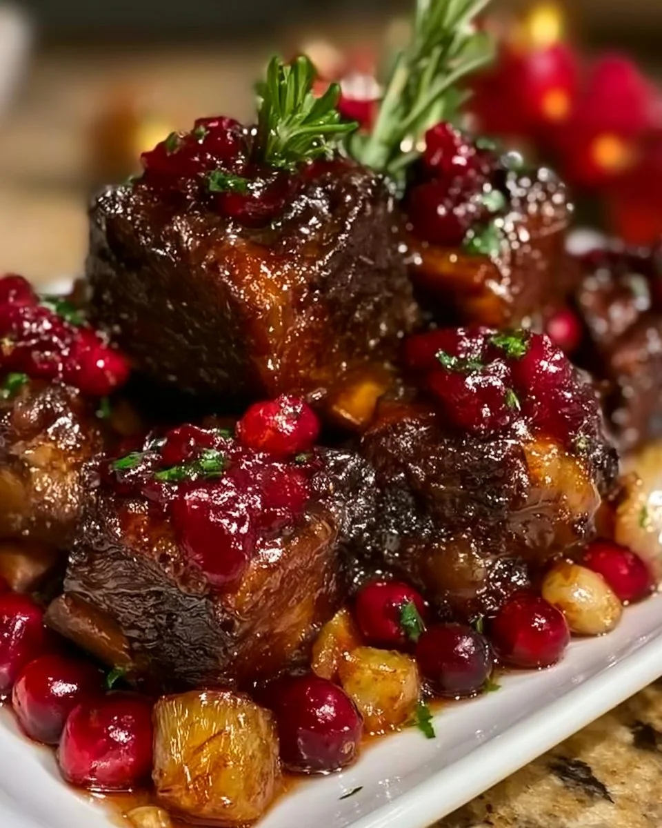 Slow Cooker Beef Short Ribs with Cranberry Glaze
